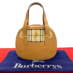 極 美品 Burberrys バーバリーズ ヴィンテージ シャドーホース ロゴ ノバチェック 柄 レザー ハンドバッグ トートバッグ ブラウン 65550