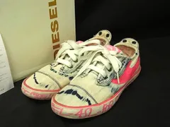 DIESEL ディーゼル キャンバス スニーカー 表記サイズ 33 (約21.0cm) 靴 シューズ レディース アイボリー系×ピンク系 DK0300