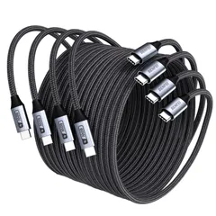 【在庫処分】/ / 15 15 Pro 16 iPhone / ナイロン編みケーブル 15 USB-C Plus USB-C / to ブラック) 15 (1M+1M+2M+2M Pro 4本セット Max/iPad 急速充電 Mini/MacBook/Sam