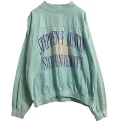 Gear プリントスウェット トレーナー M ミント プルオーバー モックネック カレッジ USA製 古着卸 アメリカ仕入 a612-5100