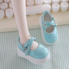 1/4 ドール用 厚底靴 エナメル 靴 人形用 mdd 水色-C1190