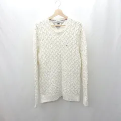 ◇ ⊇ TOMMY JEANS トミージーンズ REGULAR FIT 長袖 ニット サイズM ホワイト メンズ E  【1503050004046】