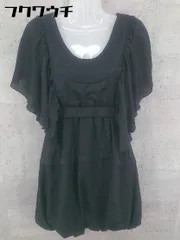 ◇ FRAPBOIS フラボア フレアスリーブ ウエストゴム 半袖 膝丈 ワンピース サイズ0 ブラック レディース 【中古】 【1002802284281】