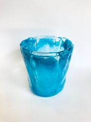 ほぼ新品 昭和納涼清涼 花器 水盤 花入 岩田工芸硝子 気泡ガラス