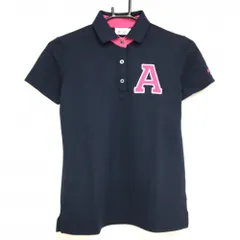 【超美品】アディダス 半袖ポロシャツ ネイビー×ピンク 襟裏ロゴ  レディース S/P ゴルフウェア adidas