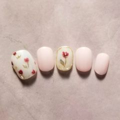 カチューシャネイル　チューリップネイル　ガーリーネイル チューリップネイル フラワーネイル 春ネイル ガーリーネイル - メルカリ