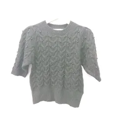 ◇ ⊇ ZARA ザラ ケーブル編み　装飾 長袖 ショートニット サイズS ブラック系 レディース E  【1506190000428】