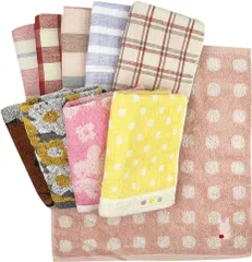 新品 おまかせ ウォッシュタオル １０枚セット かわいいタオル ハンドタオル ウォッシュ 入園 保育園 おしぼり タオルの萩原 omakase-wt-10p (④ガールタイプ(ガーゼ含む)10枚セット)