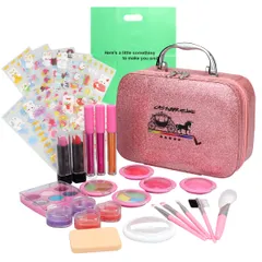 晴れる家 子ども用メイクアップセット 女の子 水で洗い流せる デコレーションシール付き プレゼント (絵入り) [絵入り]