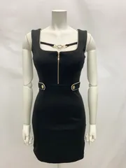 1400 GLAMOROUS by Andy グラマラスバイアンディ　キャバクラ　ドレス　タイト　ノースリーブ　ゴールドジップ　チェーン　パイピング　ミニ　キャバドレス　S