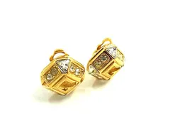 GIVENCHY ジバンシィ ヴィンテージ ラインストーン クリップ式 イヤリング アクセサリー レディース ゴールド系 DJ8619