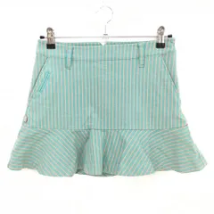 【美品】ジャックバニー スカート ライトグリーン×オレンジ ストライプ ストレッチ レディース 0(S) ゴルフウェア Jack Bunny