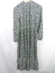 ◇ ⊂ ZARA ザラ 花柄 長袖 ロング丈 ワンピース サイズXS ブラック系 レディース E  【1507160031985】