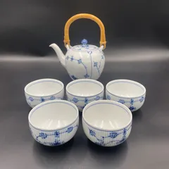 廃盤品 希少 ◆ ロイヤルコペンハーゲン ◆ ブルーフルーテッド プレイン 急須 湯呑 茶器 セット ROYAL COPENHAGEN デンマーク 一級品