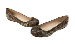 ボッテガヴェネタ BOTTEGA VENETA イントレチャート フラットシューズ バレエシューズ 編み込み リボン ラウンドトゥ レザー イタリア製 BEIGE BROWN ブラウン系 茶色 レディース靴 パンプス ベージュ SIZE36 104S-1014のサムネイル