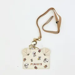 スヌーピー リール付きカードホルダー パスケース ブラウン SNOOPY