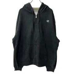 Champion ロゴスウェット パーカー XL ブラック チャンピオン フーディー ジップアップ ワンポイントロゴ 古着卸 アメリカ仕入 a709-5759