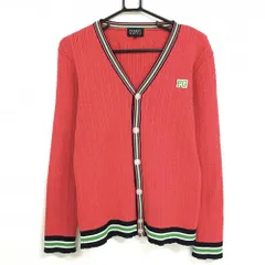 【超美品】パーリーゲイツ ニットカーディガン ピンク×グリーン ケーブル編み  メンズ 5(L) ゴルフウェア PEARLY GATES