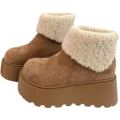 ☆ ライトブラウン ☆ 35(22.0cm) ☆ ショートブーツ シューズ 厚底 ショートブーツ シューズ 厚底 ブーツ ムートンブーツ ボアシューズ レディースブーツ レディースシューズ ショート 厚底シューズ 厚底ブーツ 厚底ショートブーツ 靴 くつ