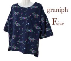 グラニフ 花柄 うさぎ柄 デザイントップス フリー  graniph カットソー
