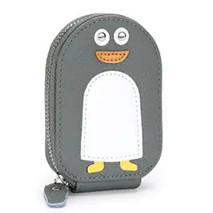 Honesty Mouth クレジットカードケース レディース メンズ 大容量 薄型 本革 レザー じゃばら かわいい ペンギン カードケース カード入れ ミニ財布 小銭入れ (02:グレー) [02:グレー]