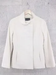 ◇ LE SOUK ルスーク アンゴラ混 ノーカラー コート 36 オフホワイト * 1002799684552