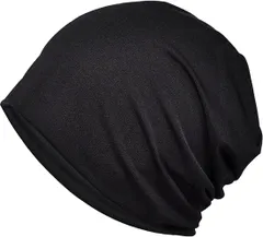 ニット帽 男女兼用【ブラック フリーサイズ】ひんやりとして冷たい 冷感素材 優しい肌触り 吸汗速乾 夏用 帽ニット帽子 ケア帽 ニットキャップ 薄手 通気性 蒸れない 肌に優しい ストレッチ性 柔らかい