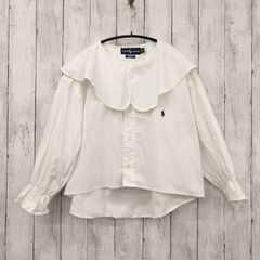 【 Ralph Lauren 】ラルフローレン リメイク セーラーカラー ブラウス 七分袖 ホワイト L