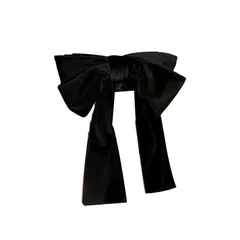 バレッタクリップ 髪飾り ウェディング ヘッドドレス ヘアアクセサリー 髪飾り 婚式 和装 卒業式 蝶結び 髪留め 人気 ビッグ リボン 成人式髪飾 (ブラック)