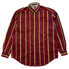 ビンテージ 90s トミーヒルフィガー ストライプ ボタンシャツ アメリカ古着 サイズ M