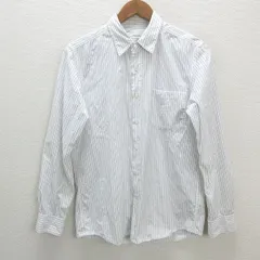 y■ユナイテッドアローズ/UNITED ARROWS GLRストライプ柄 長袖シャツ■白/青【メンズM】MENS/36【中古】