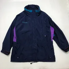 Columbia/コロンビア Longs peak マウンテンパーカー マウンテンジャケット フード収納可 ドローコード スリーポケット メンズ L ネイビー/パープル/グリーン