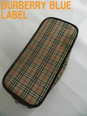 バーバリーブルーレーベル　 メイクポーチ チェック　ベージュ系