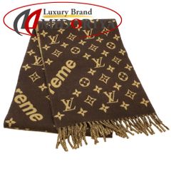 LOUIS VUITTON ルイヴィトン マフラー Supreme シュプリーム モノグラム MP1891 ブラウン レディース/181628【中古】