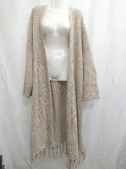 ◇ Bab バブ ニット フリンジ 長袖 カーディガン ガウン サイズF ベージュ レディース P  【1406180041687】