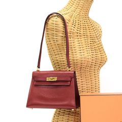 エルメス HERMES ミニ ケリー 20 ボックスカーフ (レザー) GD金具 ○S刻印 1989年 ハンドバッグ ショルダーバッグ 肩掛け ヴィンテージ レディース ルージュヴィフ (レッド) 正規品 中古 mbl05006