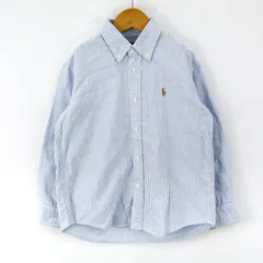 ラルフローレン 長袖シャツ ストライプ ボタンダウン ポニーロゴ コットン100% トップス キッズ 女の子用 120サイズ ブルー RALPH LAUREN 【中古】