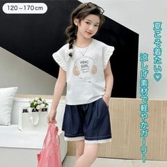 子供服 女の子 ショートパンツ 即購入OK セットアップ 女の子 ガーリー ロゴ入り 夏コーデ フリル襟 刺繍入り ギンガムチェック レース付き 半袖 ウエストゴム 夏服 清楚 可愛い おしゃれ 韓国風 通学 双子コーデ 