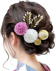 【在庫処分】花飾り 花飾り 造花 結婚式 七五三 簡潔 卒業式 花火大会 夏祭り造花 浴衣 髪留め 浴衣 袴 振袖 入学式 着物 和装 成人式 ドライフラワー 発表会 ヘアメイク ピンポンマム ヘアアクセサリー 髪飾り パール 24色展開 髪飾り】 【JZOO