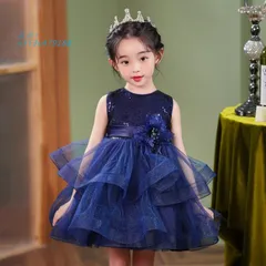 100-160CM 女の子ドレス 夏の子供服 ノースリーブワンピース チュールワンピース ショート丈プリンセススカート 花童 司会者ドレス フラワーケーキスカート  vii3x479188