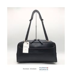 HUMAN WOMAN ヒューマンウーマン 未使用 メッシュハンドル ネイビー ショルダーバッグ ハンドバッグ ボストンバッグ 本革 美品