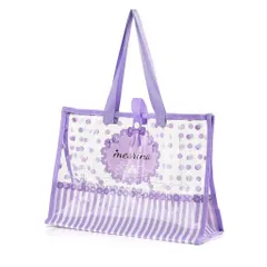 [MESRINA]プールバッグ女の子小学生ビーチバッグスイムバッグおしゃれ花柄リボン(円いパープル)