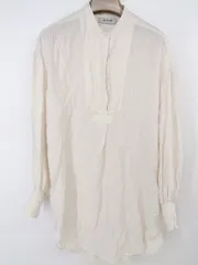 ◇ nano universe ナノ ユニバース バンドカラー 長袖 シャツ ブラウス サイズ36 ライトベージュ系 レディース P  【中古】 【1210040007276】