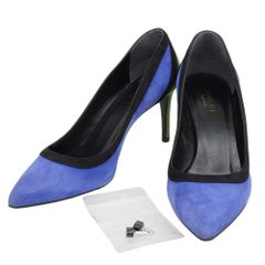 【本物保証】 超美品 グッチ GUCCI パンプス ハイヒール 347295 36 1/2 約23.5cm レディース 靴 スエード ブルー グリーン バイカラー