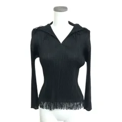 PLEATS PLEASE プリーツプリーズ ベルベットブラウス ベロア 長袖カットソー  サイズ:3 PP18-JR672 ブラック  レディース  トップス PLEATS PLEASE プリーツプリーズ ベルベットブラウス ベロア