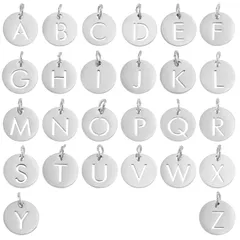 12mm アルファベットチャーム 約26個 文字A-Z ペンダント 304ステンレス レータチャーム イニシャルチャーム メタルチャーム 垂れ飾り UNICRAFTALE チャームパーツ ネックレスパーツ ジュエリー作り ピアスパーツ アクセサリーパーツ 手芸