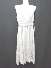 ◇ ◎ ⊂ COHINA コヒナ ギャザー 膝下丈 ノースリーブ ワンピース サイズS ブルー グレー レディース E  【1506180006867】