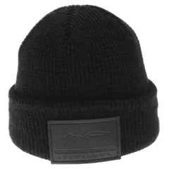 Yohji Yamamoto POUR HOMME (ヨウジヤマモト プールオム) 21AW×ニューエラ HX-H68-977  レザーパッチ ワッフルビーニー ニットキャップ 帽子 ブラックのサムネイル