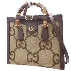 GUCCI(グッチ) ジャンボGG グッチダイアナ スモール トートバッグ トートバッグ ショルダー 2WAY 肩掛け バンブーハンドル レザー ジャンボGGキャンバス ブラウン 660195 UKMFT 2672 40601115754【アラモード】
