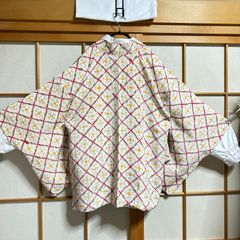 羽織のみ｜幾何学模様 × 白地 カラフル レトロ モダン 羽織ジャケット 和洋折衷 メンズ ユニセックス 和モダン レトロポップ　和洋ミックスコーデ カジュアル着物 かっこいい 和モード 上着 ユニセックス　かわいい　花柄　 インナー別売り
